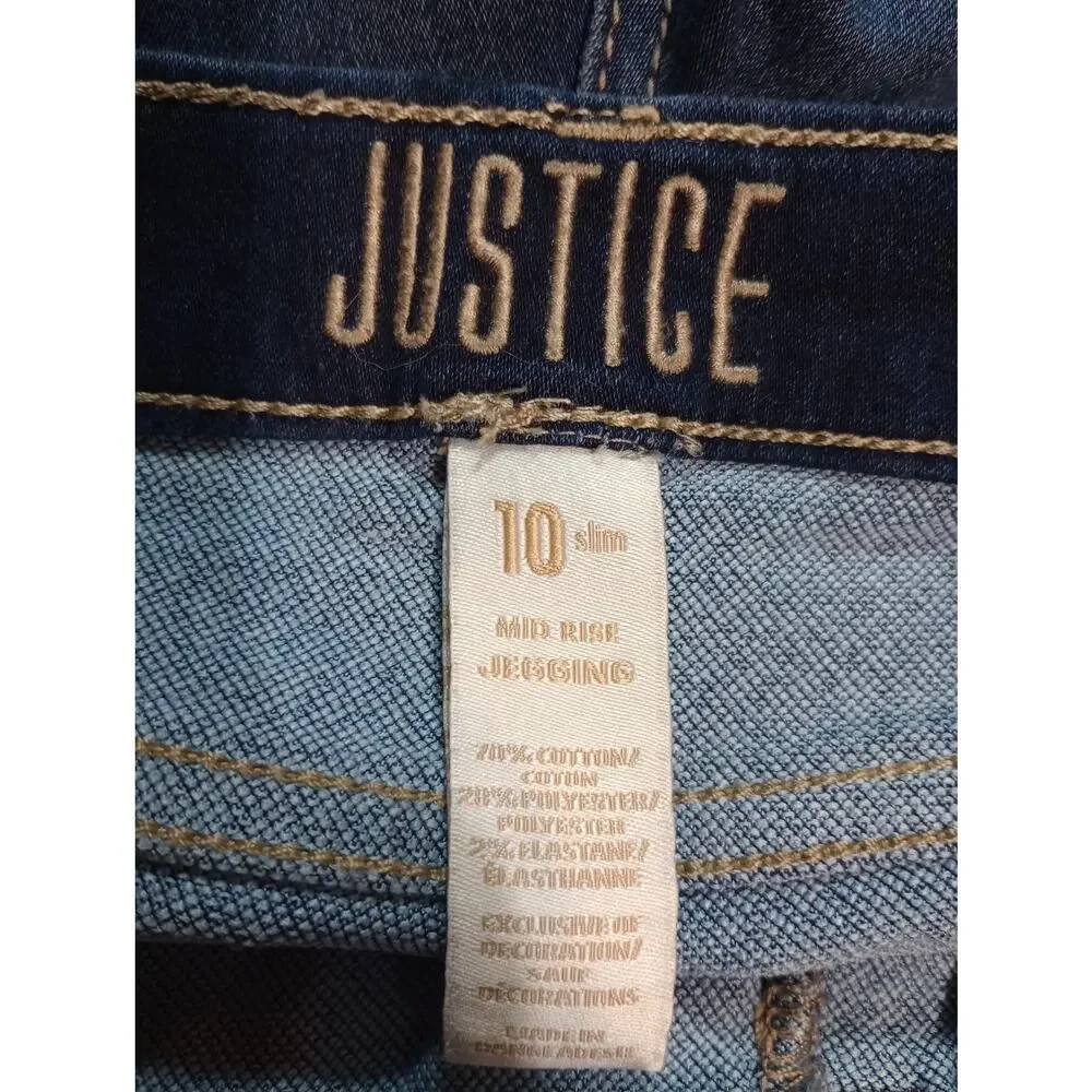 Justice Jegging Jeans Girls 10 Slim‎ Mid Rise Skinny Stretch Denim Youth Pants